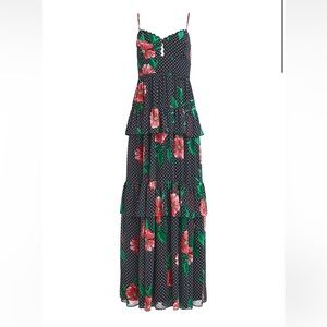 BCBGMAXAZRIA Floral Tiered Gown